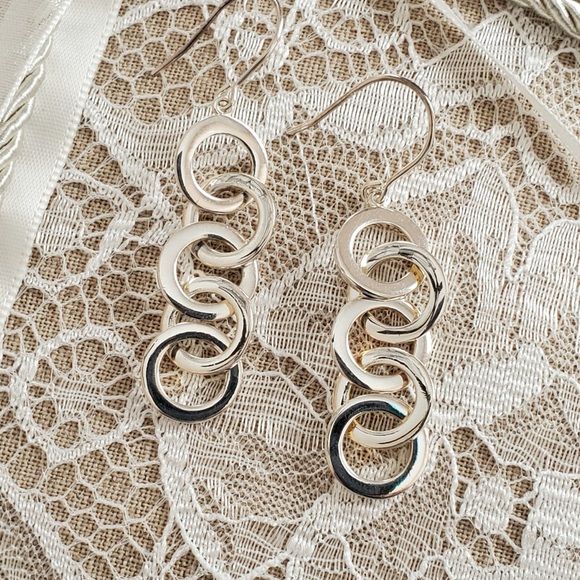 Sterling Interlocking Circles Earrings by C^A - Picture 9 of 12
